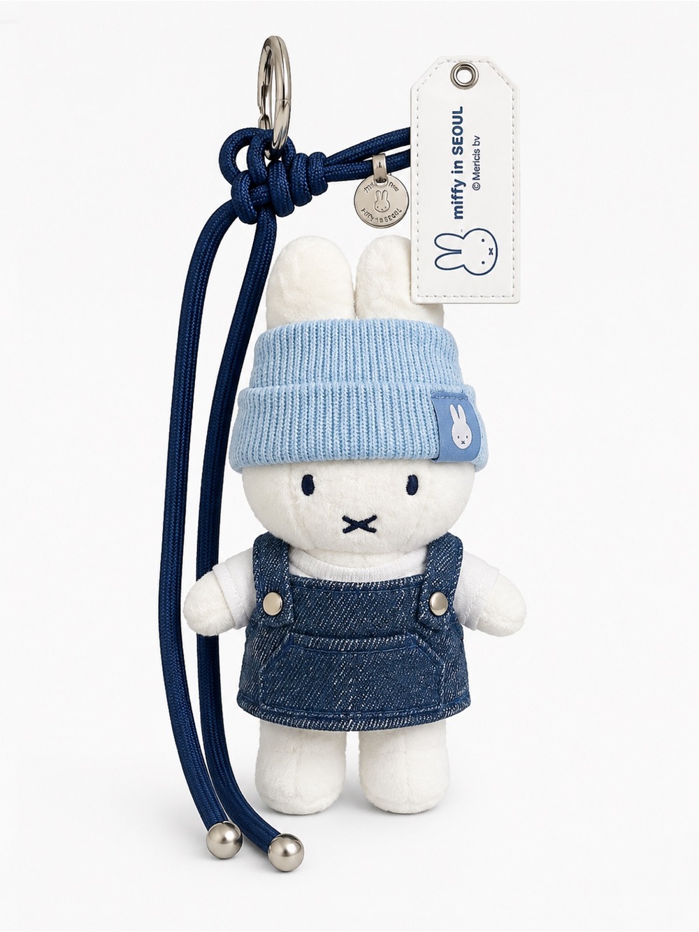 Miffy in Seoul Plush Keychain in White and Blue